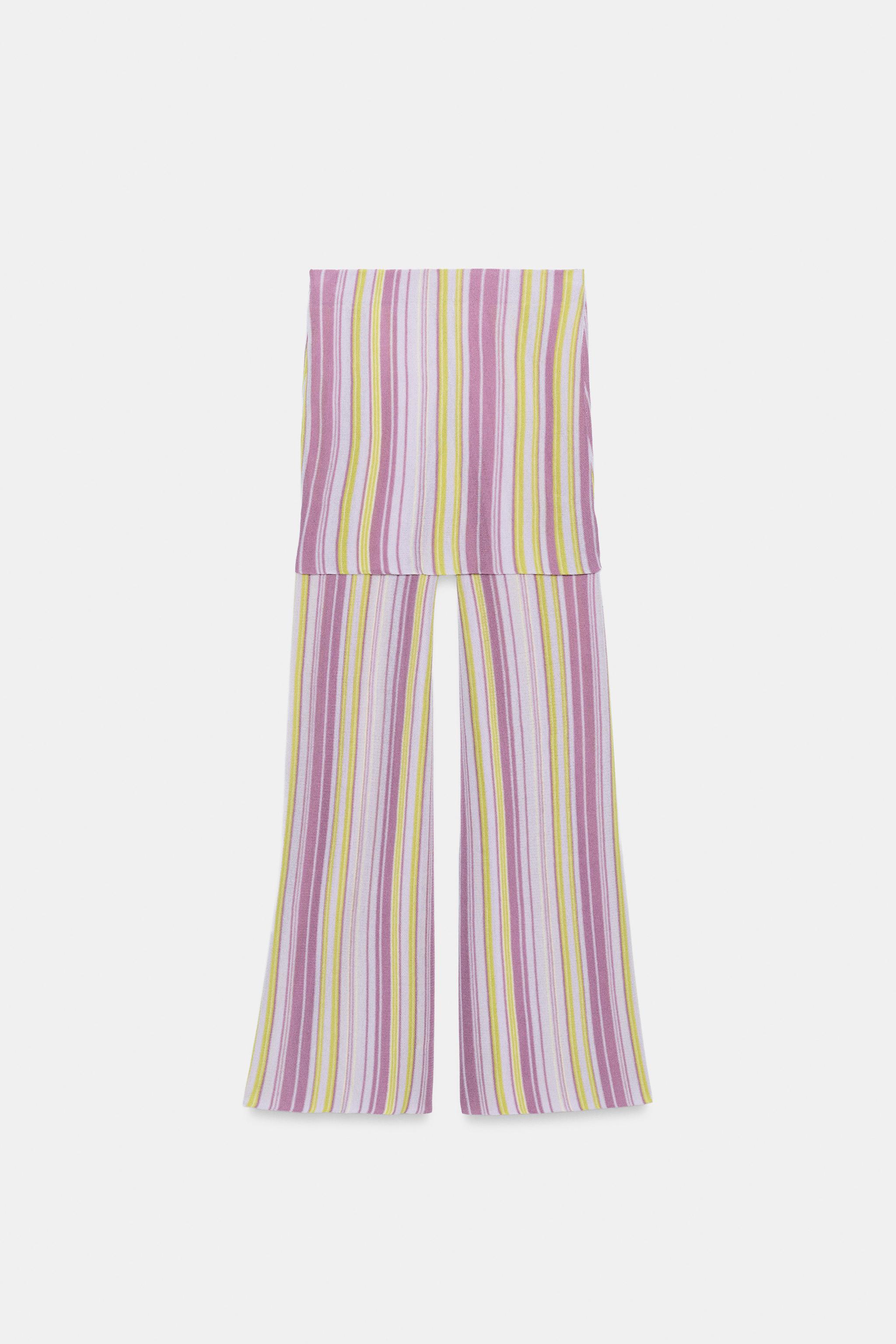 STRIPED KNIT LONG SKORT